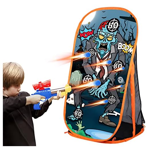 Jeu De Cible De Tir pour Enfants Garçons, Jouets pour Pistolets Nerf – Cible De Tir Zombie avec Filet, Jouets d'Intérieur Et d'Extérieur, Cadeaux pour Garçons Et Filles De 5 6 7 8 9 10 Ans Et Plus