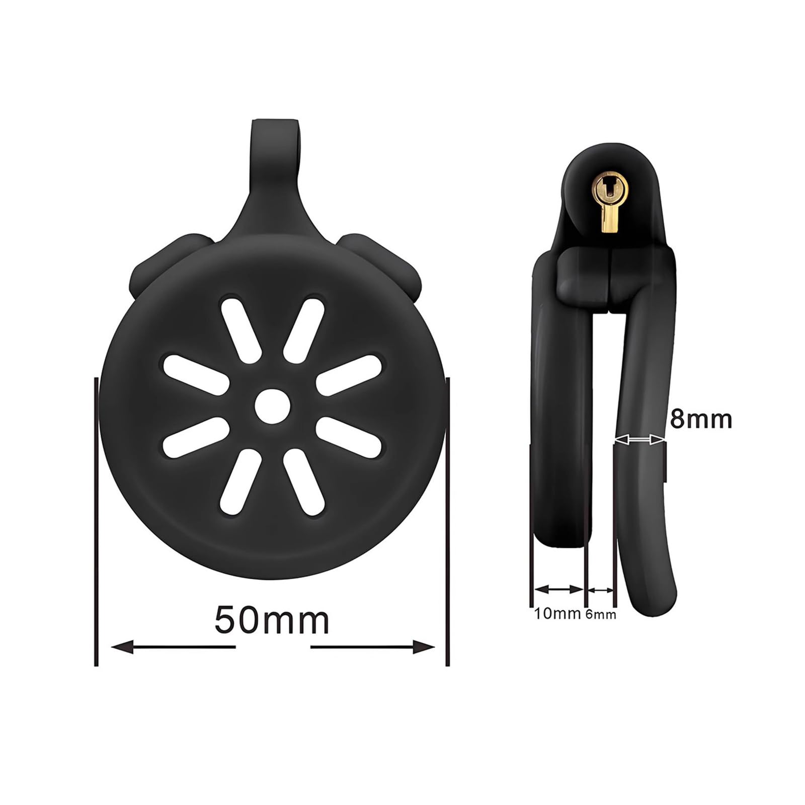 Ceinture de chasteté plate pour hommes avec couvercle creux négatif et 4 anneaux péniens Petit Ensemble cage de chasteté respirante pour hommes SM Sex Toys (Black+long lid)