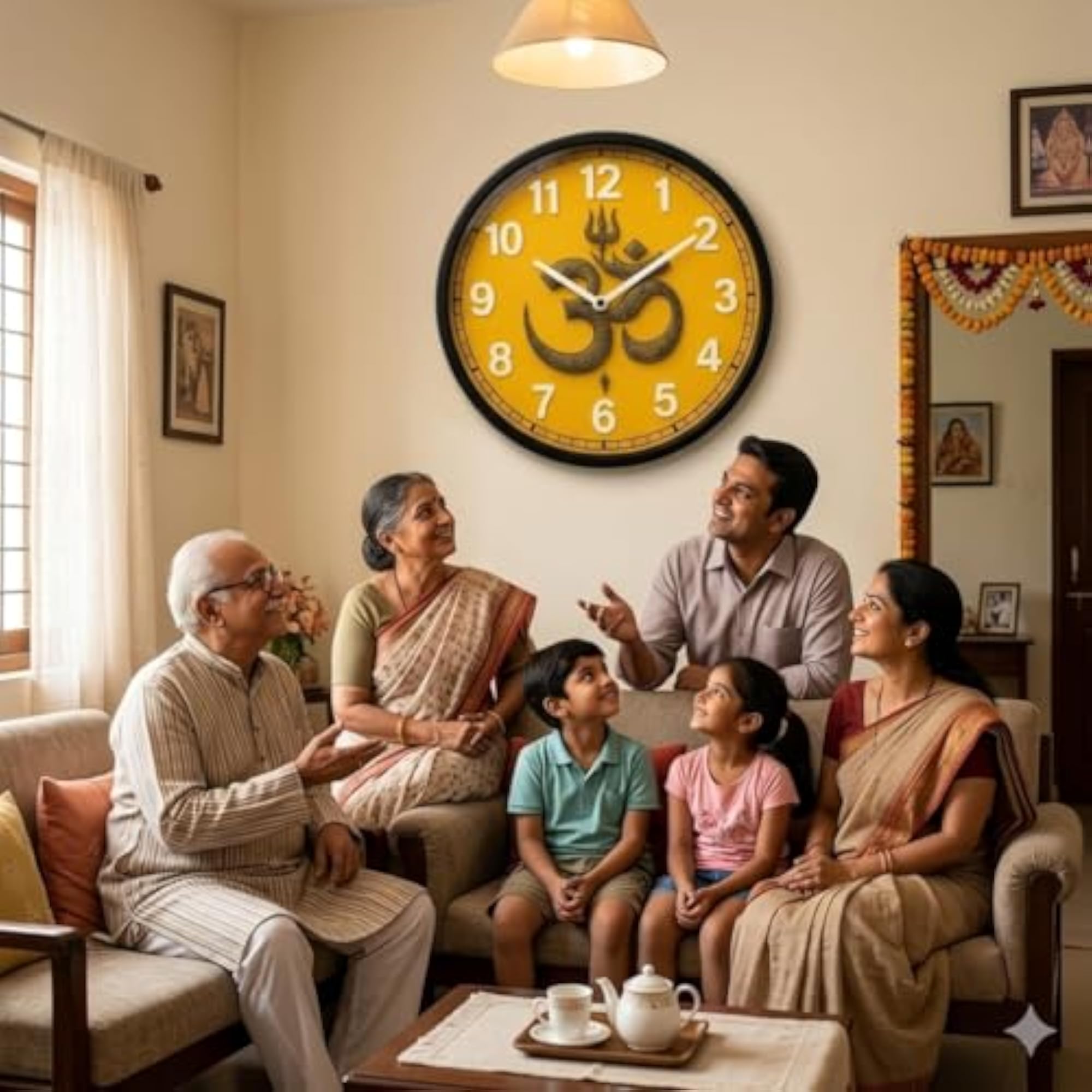10 Inch Om Trishul Wall Clock, Decorative Design