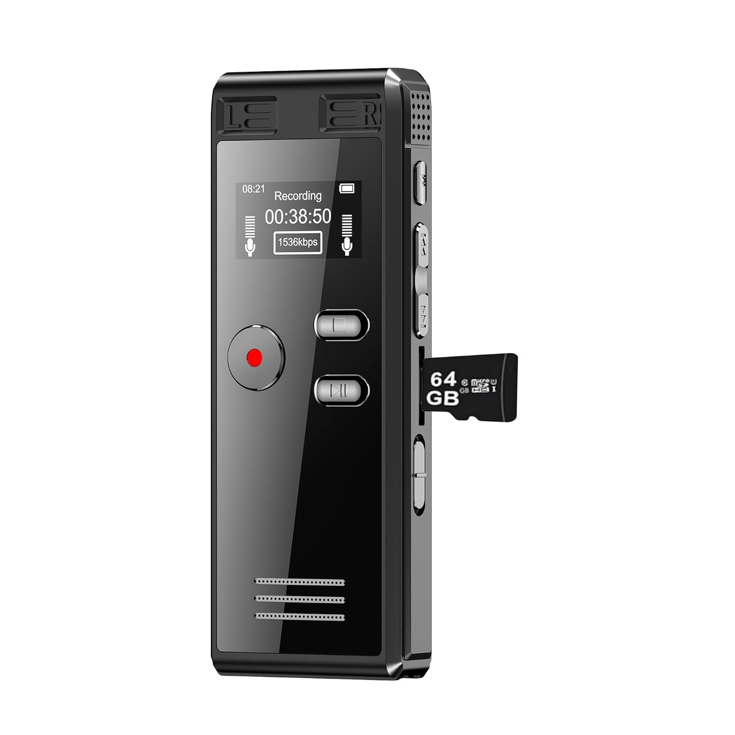 BRISBATE 64GB Digital Voice Activated Recorder with Playback - 4552 Hours Audio Recording Device, 3072Kpbs HD Dual MIC Tape Recorder Device for Lecture A-B Repeat, MP3 Player, Password,64GB TF Card-picture-21