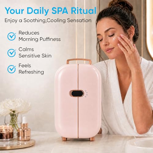 Image of TABU 12L Mini Skincare Fridge with LED Display, Pink | Makeup Fridge Cooler with Adjustable Temperature, Ultra Quiet Operating, for Cosmetics, Beauty, Skin Care