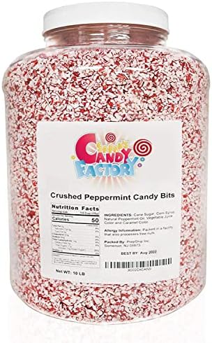 Sarah's Candy Factory Crushed Peppermint Candy Pieces Bits in Jar (10 Lbs)