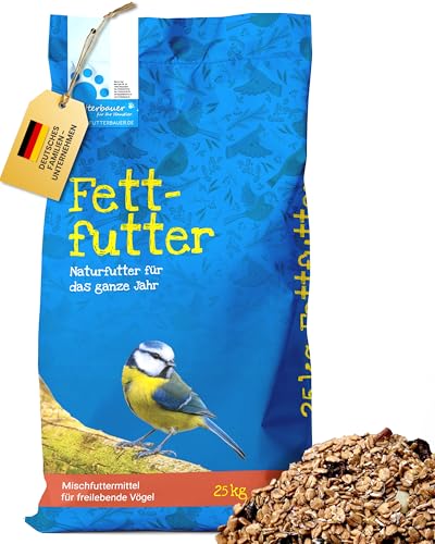 Futterbauer Fettfutter 25 kg Energiereiches Ergänzungsfutter für Wildvögel Unterstützt Wärmehaushalt Ideal für Weichfresser
