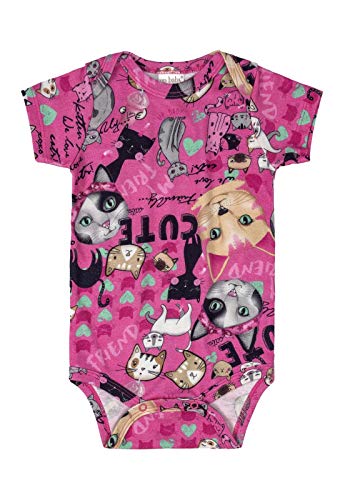 Body Manga Curta Estampado, Up Baby, Bebê feminino, Rosa, P