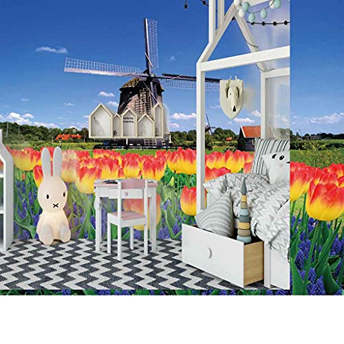 Papier peint canvas 3D moulin à vent pour salon lumineux