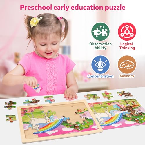 SYNARRY Grande Puzzles de Madera Unicornio Princesa Hada para Niños Edades 4-6 | Puzzles de Unicornio para Niños 3-5, Juguetes Educativos, Juego sin Pantalla miniatura 6