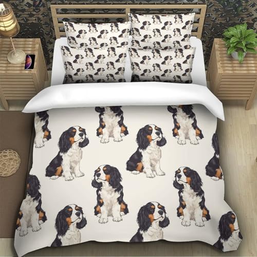 Housse de couette Cavalier King Charles zippée microfibre infroissable