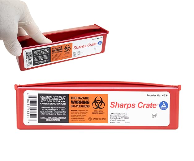 AmeriCan Goods Sharps Crate Container Safe Disposal of Waste and Needles Professional Compact Biohazard Needle and Syringe Disposal Durable Box (1pk)