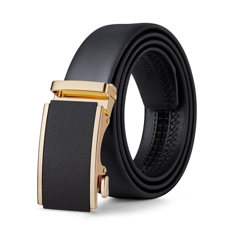JSEIAJB Belt Men's Leather Automatic Buckle Business Belt Men's Belt(130cm)