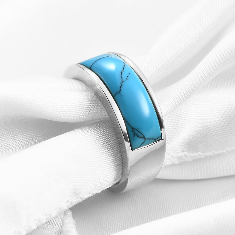 Men's Stainless Steel Vintage Square Gem Rings Gold and Silver Fashion Ring Party Wedding Gift For Men