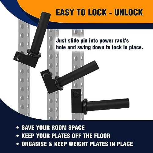 Yes4All Olympic Weight Plate Holder Power Rack Attachment For 3X2 Inch Power Rack - Compatible Only With 2” Olympic Weight Plates #TOP4