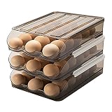 Eierbox mit automatischem Rollen, Eierspender, Eieraufbewahrung, Eierablage im Kühlschrank (3 Ebene)