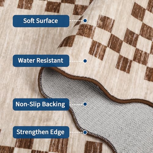 Tapete largo GarveeHome Beige 2x6 pies antideslizante lavable miniatura 5