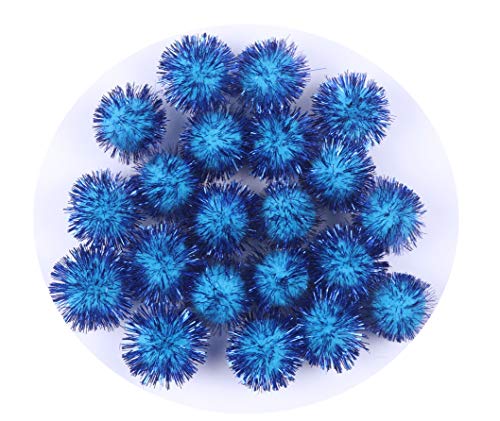 YYCRAFT 100pcs Glitter Tinsel Pom Poms Sparkle Balls for DIY Craft/Party Decoration/Cat Toys(25mm,Blue) by YYCRAFT - Used condition - US$8.01