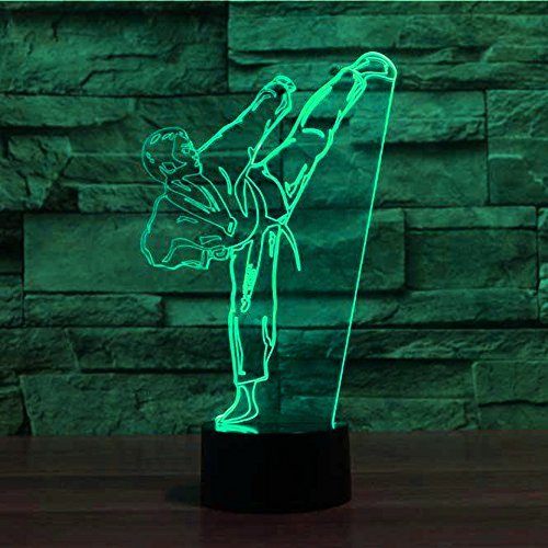 Molly Hieson 3D Gradient Karate Taekwondo Night Light Table Desk Optical Illusion Lamps 7 Color Changing Lights Led Table Lamp Xmas Home Love Birthday Children Kids Decor Toy Gift #TOP4