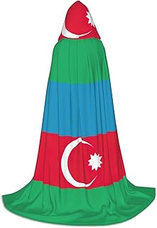 Flag of Azerbaijan Print Renaissance Hooded Cloak Costume Clothes Halloween Medieval Costume Cape for Women Men