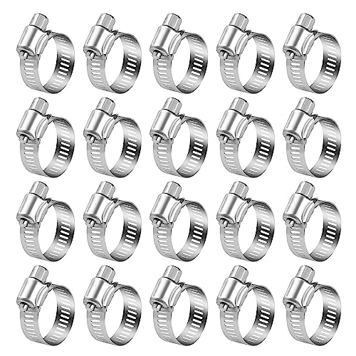 Jubilee 20pcs Adjustable Stainless Steel Clips 10-16mm, Assorted Hose Pipe Tubes