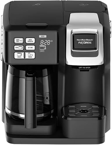 Image of Hamilton-Beach FlexBrew 2-in-1 Coffee Maker, Single Serve or Full Pot - Compatible with Pod Coffee Makers, Programmable Timer, Bold & Regular Brew, Easy Cleaning Coffee Machine.