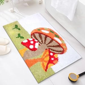Mushroom Rug Cute Red Kitchen Mat Funny Mushroom Decor Super Soft and Absorbent Bath Rugs Non Slip Microfiber Floor Mat and Machine Washable for Bathroom, Kitchen, Door, Bedroom，19.5 * 31.5 inch
