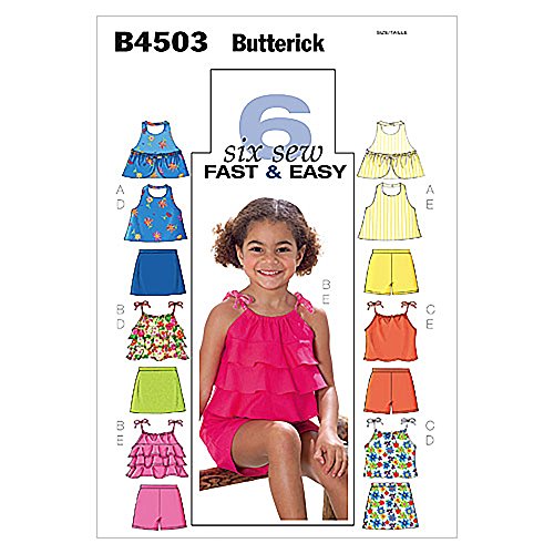 BUTTERICK PATTERNS B4503 Children's/Girls' Top, Skort and Shorts, Size CL (6-7-8)