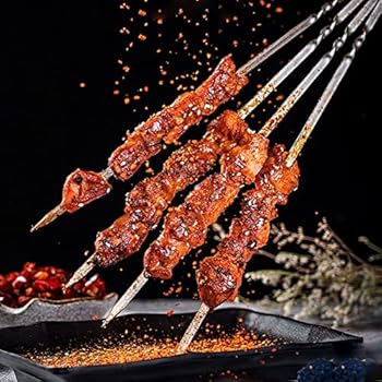 Lot De 3 Brochettes De Barbecue 3 Voies En Acier Inoxydable Avec Barre De Poussée, Brosse Coulissante Et Sac, Brochettes Réutilisables Pour Barbecue, Viande, Légumes, Poulet, Saucisses, Accessoires De