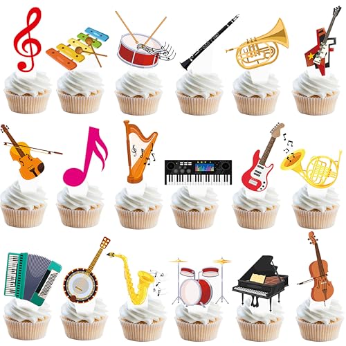 C L Cooper Life CUPCAKE TOPPER-245 48Pcs Musical Instrument Cupcake Toppers Musician Birthday Party Decorations Music Note Guitar Piano Violin Theme Cupcake Picks Decorations thumb #1