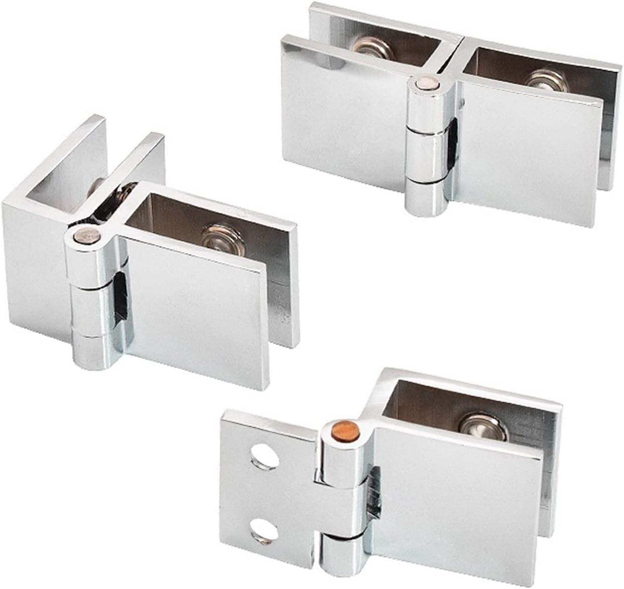 Glass Door Pivot Hinge, 2pcs Glass Clamp 5-8mm Double-Sided 90 180 Degree Door Hinge,Display Cabinet Connector(180 Degree)