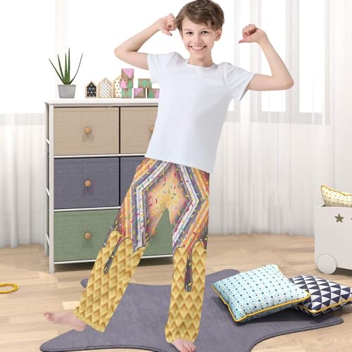 Boys' Pants Square Ice Cream Drip Joggers Elastic Long Bottoms Trousers Sweatpants with Pockets Size 6-144