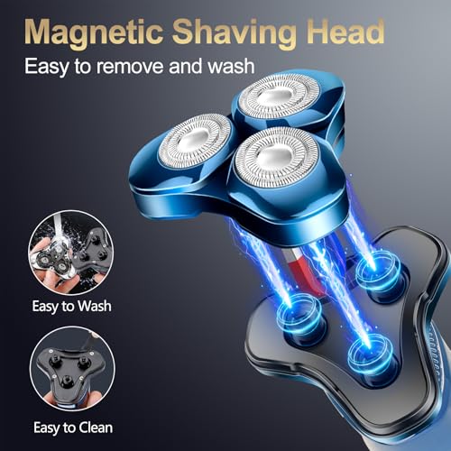 Image of Men's Electric Razor, Upgraded 4D Floating Magnetic Blade Head Rotary Shaver, 3-in-1 Multifunctional for Beard /Nose /Sideburns, IPX7 Waterproof Rechargeable Cordless Shaver, Turbo Speed, Gift for Men