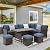 Wisteria Lane 7 Pieces Patio Furniture Set Outdoor Furniture Sectional, High Back Outdoor Patio Dining Table Set, Wicker Patio Conversation Set with Cushions for Balcony Lawn and Garden, Blue