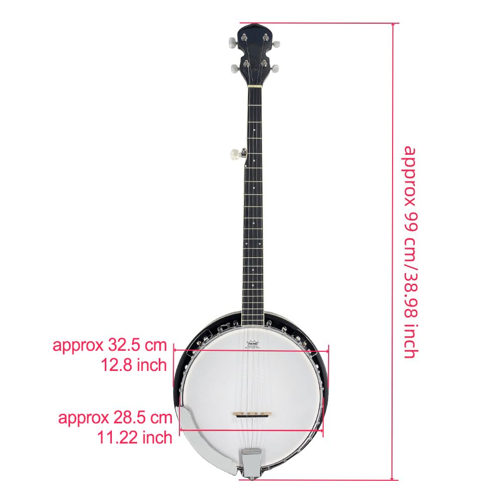 Banjo 5 corde 96,5 cm Sapele Principianti Kit Strumenti Musicali Mogano Risonatore Banjo Chiuso Indietro con Borsa Premium Cinghia e pickup per Adulti Antipasti