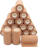 4-in Wide Self Adherent Cohesive Wrap Bandages (12 Pack), 5 yds Self Adhesive Bandage Wrap , Brown A