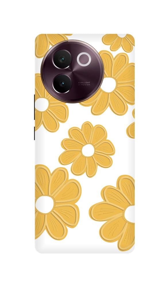 Arvi Enterprise Yellow Flower Printed Mobile Back Hard Case and Cover for Vivo V30e 5G