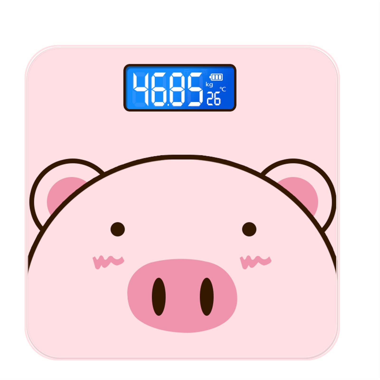 JINGYAN Cyfrowa waga osobowa Cartoon Pig Bathroom Body Scales Wyświetlacz LCD Cyfrowy Toughened Glass Floor Electronic Smart Weight