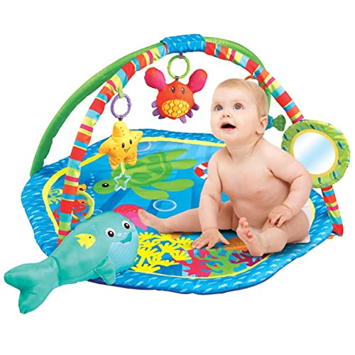 Bakaji Spielteppich für Babys, aus weichem Stoff, mit abnehmbarem Spielzeug, Spielzeug, Spiegel und...