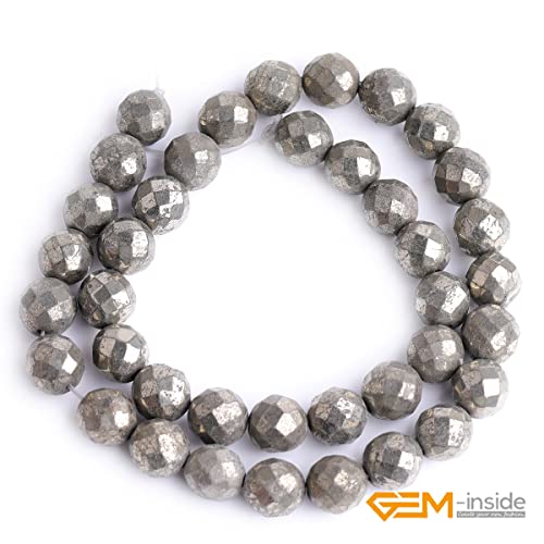 Perles pyrite gris argent 10mm GEM-inside pour création bijoux - 3