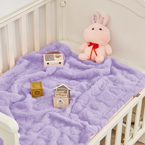 Image of Yurhap Heart Baby Blanket, Love Plush Fleece Baby Blankets for Girls Boys | Soft Sherpa Baby Girl Blanket for Infant Toddler Newborn Gift, Fluffy Baby Essentials, For Crib Stroller, 30 inchx40 inch