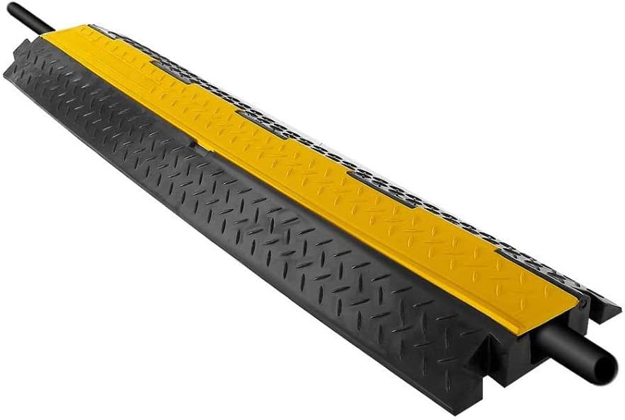 Pyle Durable 40” Cable Protector Ramp - Supports 33,000lbs, Three-Channel Heavy Duty Cord Cover with Interlocking System & Flip-Open Lid for Safe Concealment of Cords, Hoses & Wires Indoors/Outdoors