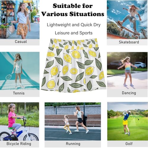 visesunny Girls Flowy Pleated Skirt Fresh Lemon Greens Tennis Golf Fashion Short Skorts for Casual Dance Outfit4