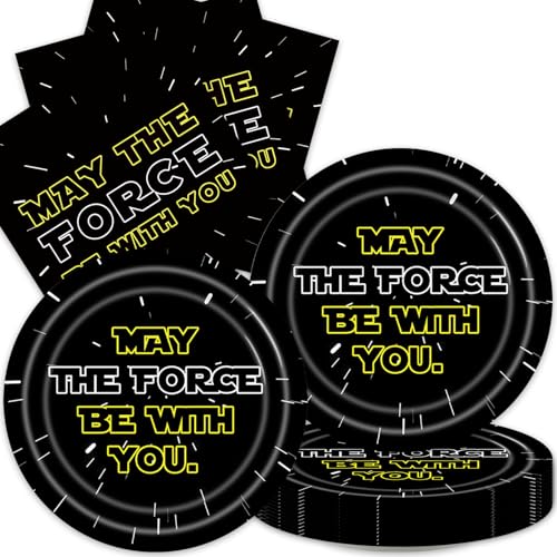 40Pcs War Birthday Party Plates and Napkins for 20 Guests Tableware May The Force Be With You Supplies for Kids Boys Birthday Party Decorations