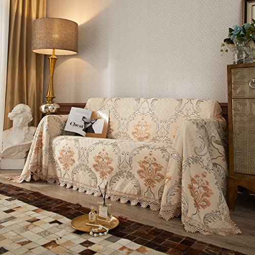 Roomlife Medieval Sofa Covers For 3 Cushion Couch Soft Comfy Couch Cover For Dogs Multifunction Sofa Slipcovers For Sectional Couch,Recliner Chair,Loveseat Pet Couch Protector, 71"X125" (Beige,Large) #TOP5