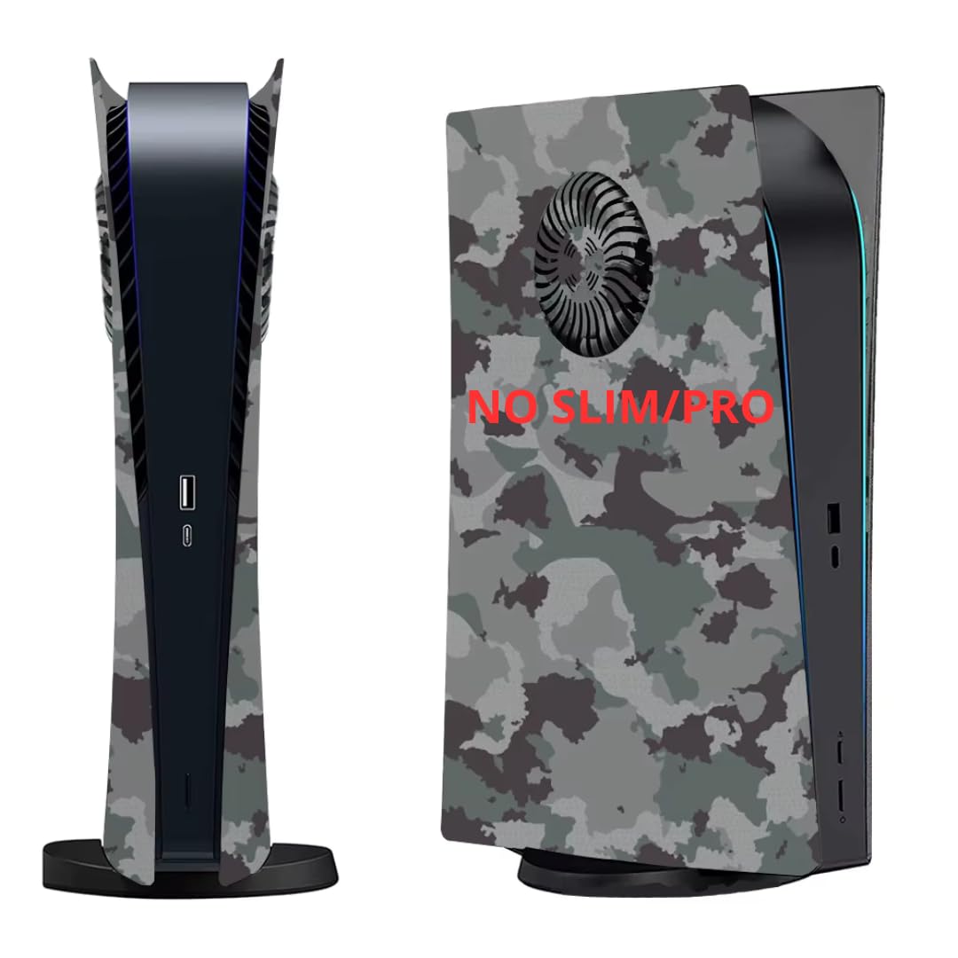 Placa de Camuflaje para PS5 - Carcasa de Reemplazo con Ranura de Ventilación - Fabricada en ABS Resistente - Accesorio Gaming Personalizado para PlayStation 5 (Digital Ve)