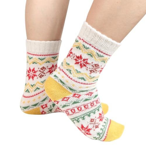 Womens Wool Knitted Thick Thermal Socks Winter Warm Soft Cabin Assorted Cozy- 6 Pack2
