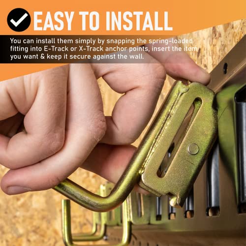 COOLOCK J Hooks - 5pcs E Track J Hooks - Carbon Steel E Track Hanger with Zinc Coating - Durable and Reliable J Hook Mount Set with Lashing Strap - E Track Accessories for Cargo Tie Down Systems