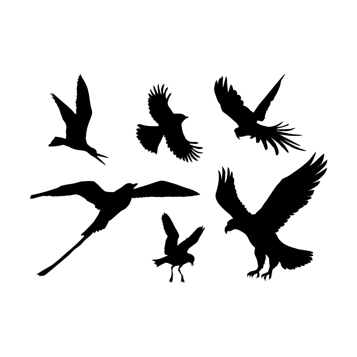 Birds Collection Eagle Parrot Fine Carving Stickers 54x76.8cm Do not Damage the wall Surface Large Black