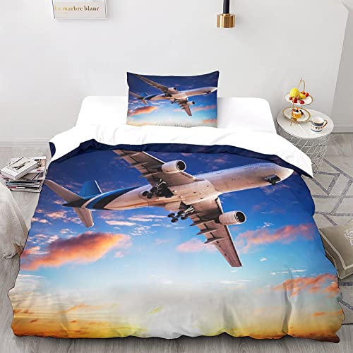 Couette Léger Enfant Aéronefs Parure Premium en Microfibre 3D Confort Absolu