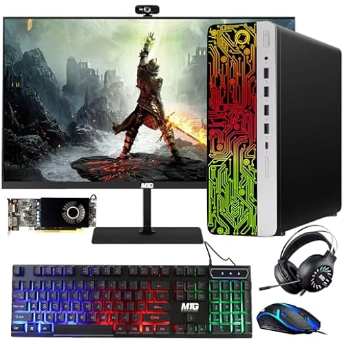 TechMagnet HP G3 Gaming Desktop PC, Intel Core i7 6th Gen, AMD RX 550 Graphics, 16GB RAM, 1TB SSD, New 27-inch Monitor, RGB Keyboard Mouse, RGB Headphone, Webcam, Windows 11 Pro (Renewed)