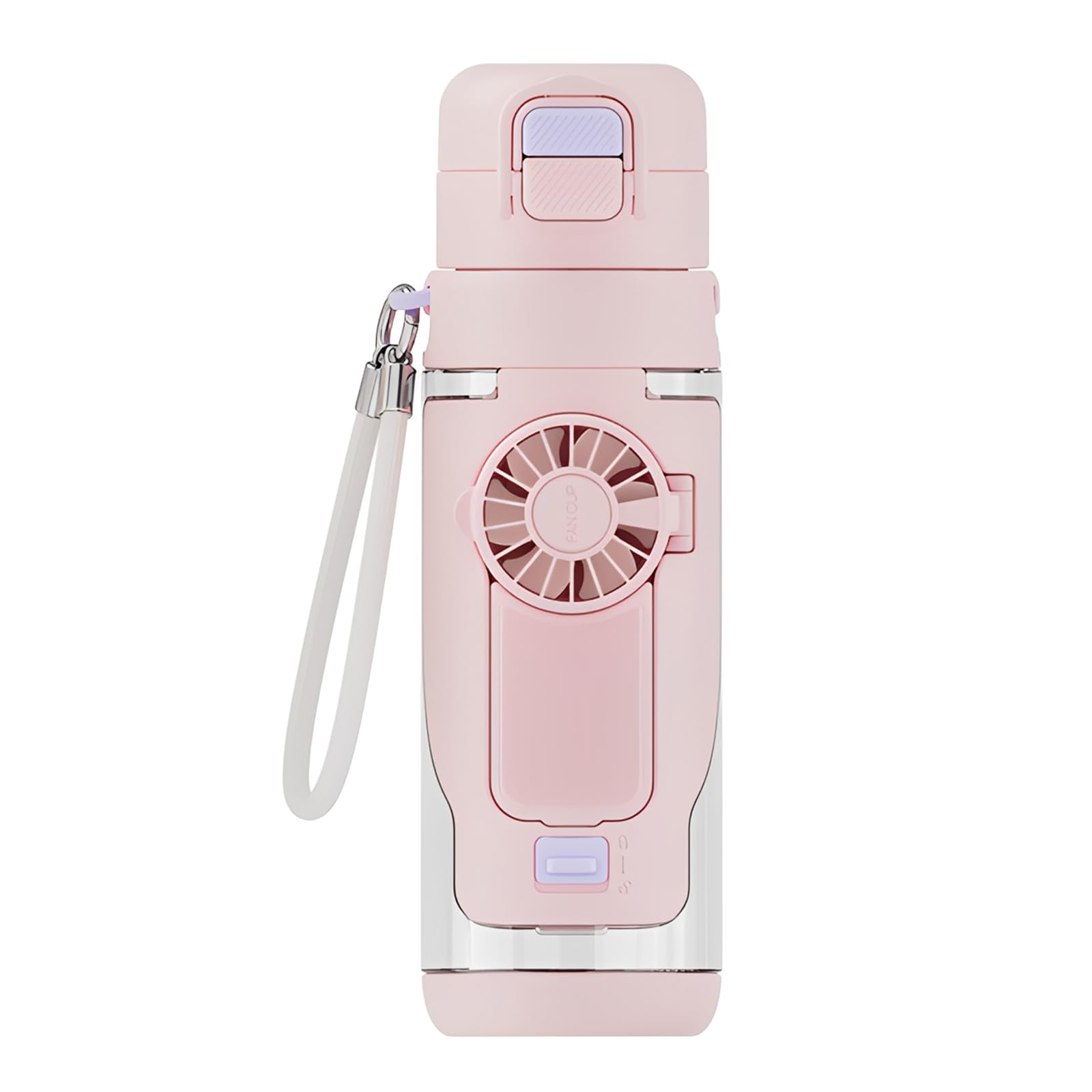 2-in-1 Sommer-Trinkbecher mit abnehmbarem 3-Gang-Handventilator, transparent, kreativ, auslaufsicher, Wasserbecher für Outdoor, Fitnessstudio, Reisen