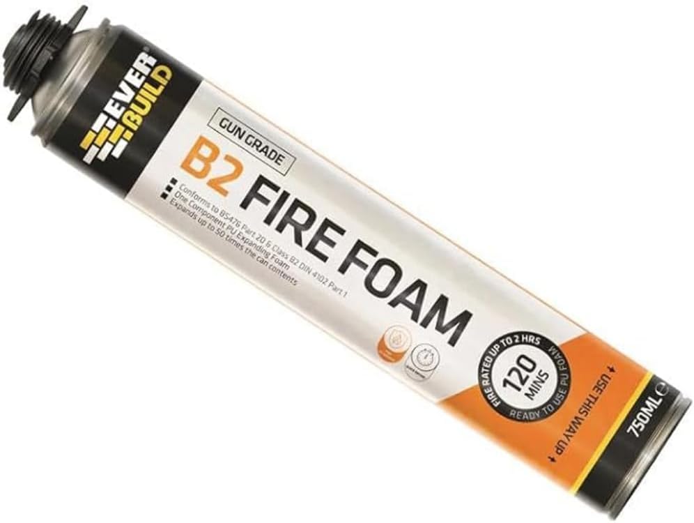 Everbuild B2 Expanding Fire Foam – Gun Grade – Fire Resistant Properties – Quick Setting – Sound Deadening – Pink – 750ml