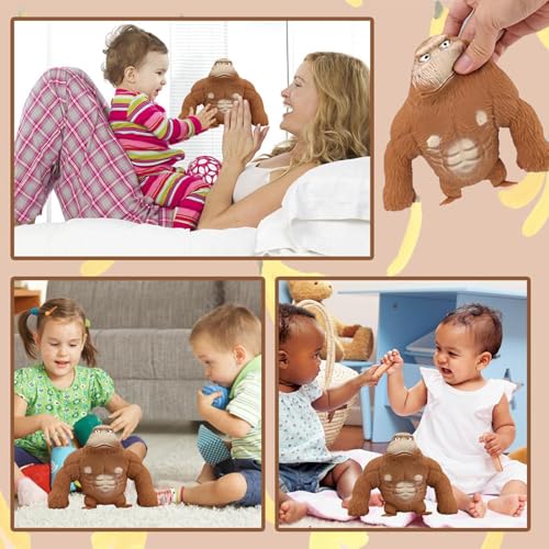 Mailfull Gorilla Stressabbau Spielzeug 14 x 15cm Anti Stress AFFE Toy Gummi Squishy Monkey Figuren Stretch-Spielzeug für Kinder und Erwachsene